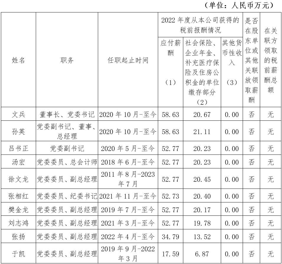 中国建设科技有限公司企业负责人2022年度薪酬情况